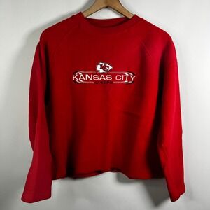 Vintage NFL Sweatshirt Women Medium Kansas City Chiefs Fleece Cropped Crewneck
